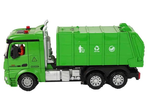 Green Remote Controlled Garbage Truck Remote Control 2.4G Lights Sound