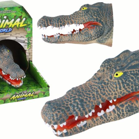 Crocodile Animal Hand Puppet Gray