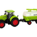 Tractor With Big Wheel Trailer Green Farm