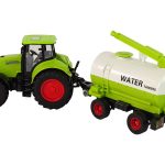 Tractor With Big Wheel Trailer Green Farm