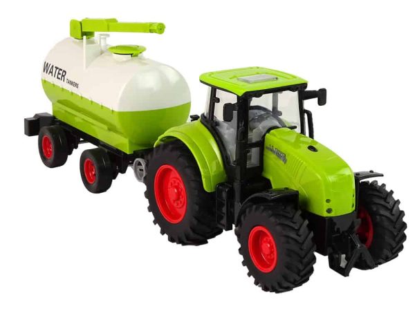 Tractor With Big Wheel Trailer Green Farm