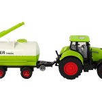 Tractor With Big Wheel Trailer Green Farm
