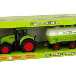 Tractor With Big Wheel Trailer Green Farm