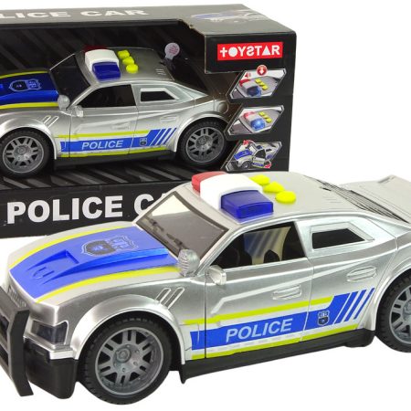 Car Police 1:14 Lights Sounds Silver