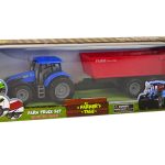 Tractor with Trailer Agricultural Vehicle Farm Blue