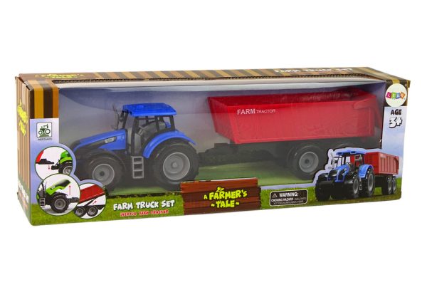 Tractor with Trailer Agricultural Vehicle Farm Blue