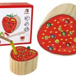 Wooden Strawberry Catch the Worm Magnetic Game