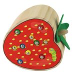 Wooden Strawberry Catch the Worm Magnetic Game