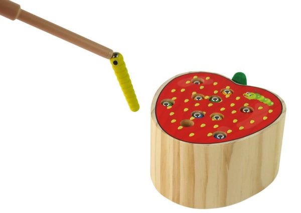 Wooden Strawberry Catch the Worm Magnetic Game