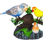 Singing moving parakeets Colorful tree