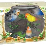 Singing moving parakeets Colorful tree