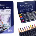Set of 12 Watercolor Pencils Metal Container
