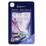 Set of 12 Watercolor Pencils Metal Container