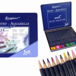 Set of 24 Watercolor Pencils Metal Container