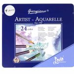 Set of 24 Watercolor Pencils Metal Container