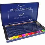 Set of 36 Watercolor Pencils Metal Container