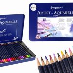 Set of 48 Watercolor Pencils Metal Container