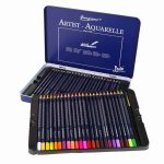 Set of 48 Watercolor Pencils Metal Container