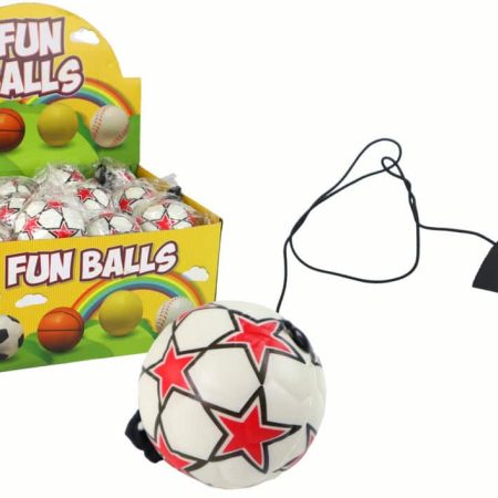PU Football with a Jojo Elastic Band for Bouncing, 6 cm, White Stars