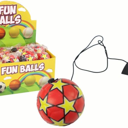 PU Football with a Jojo Elastic Band for Bouncing, 6 cm, Red Stars