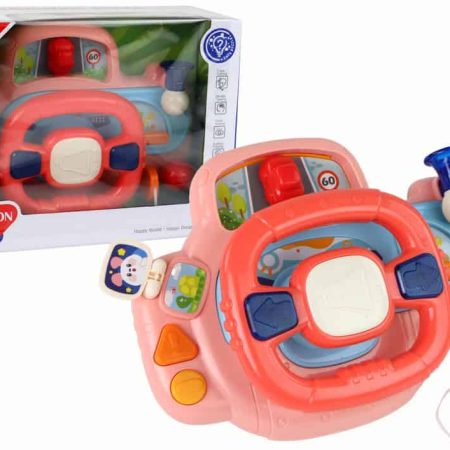 Interactive Pink Steering Wheel Driving Simulator Multifunctional