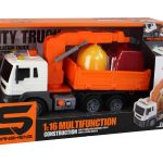 Garbage Truck With Crane Friction Drive Orange 1:16