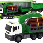 Truck With Crane Friction Drive Sounds Green Wood 1:16