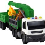 Truck With Crane Friction Drive Sounds Green Wood 1:16