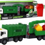 Garbage Truck With Crane Friction Drive Green 1:16