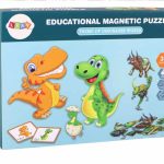 A set of educational magnetic puzzles with dinosaurs