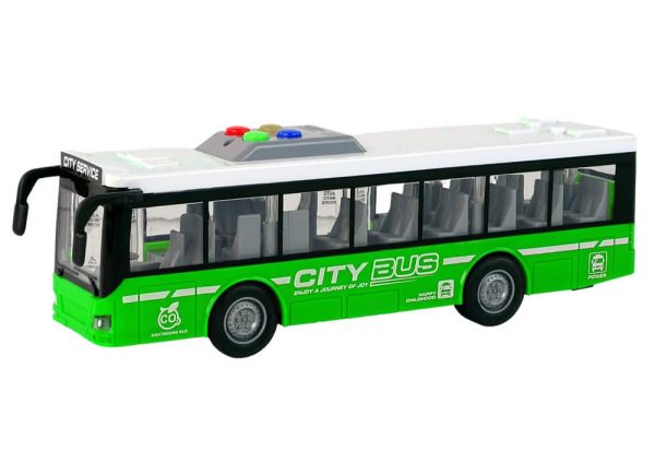 Battery Powered Bus Lights Sounds Friction Drive Green 1:16