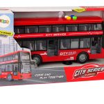 Battery Operated Double Decker Bus Lights Sounds Friction Drive Red