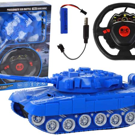 R/C Tank Remote Controlled Lights Sound Blue 1:18 27MHz