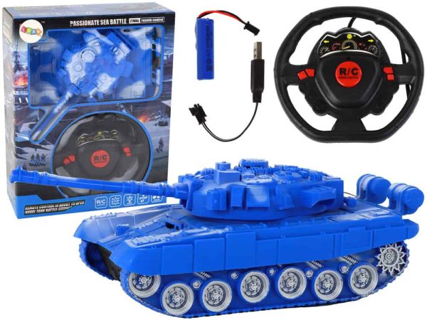 R/C Tank Remote Controlled Lights Sound Blue 1:18 27MHz
