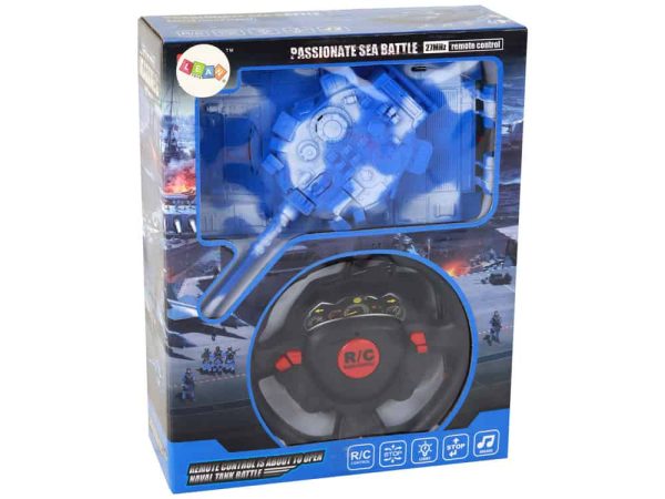 R/C Tank Remote Controlled Lights Sound Blue 1:18 27MHz