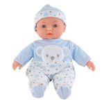 Baby doll, blue pajamas with teddy bear, hat, sounds