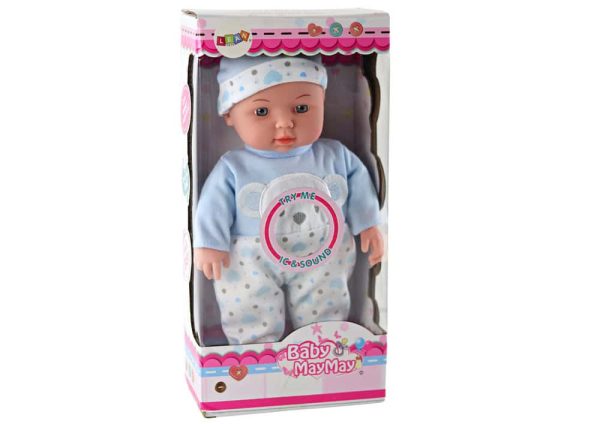 Baby doll, blue pajamas with teddy bear, hat, sounds