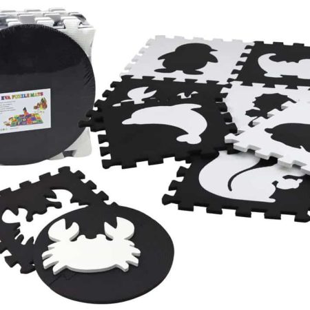 Soft Puzzle Mat Contrasting Educational EVA Foam Black and White 19 pieces.