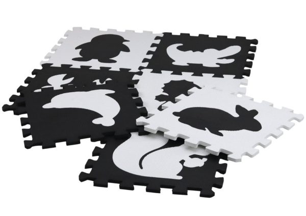 Soft Puzzle Mat Contrasting Educational EVA Foam Black and White 19 pieces.