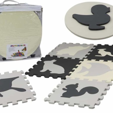 Soft Puzzle Mat Contrasting Educational EVA Foam Gray 28 pieces.