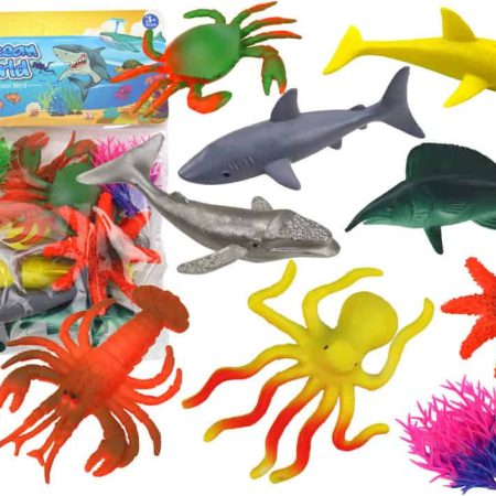 Set of Sea Animal Figurines 8 Pieces Aquatic Plants