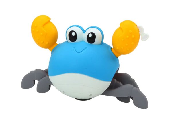 Bath Toy Wind Up Crab Walks Swims Blue Yellow