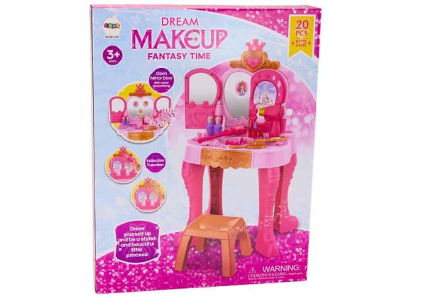 Children's Dressing Table With Gesture Sensor Accessories Pink