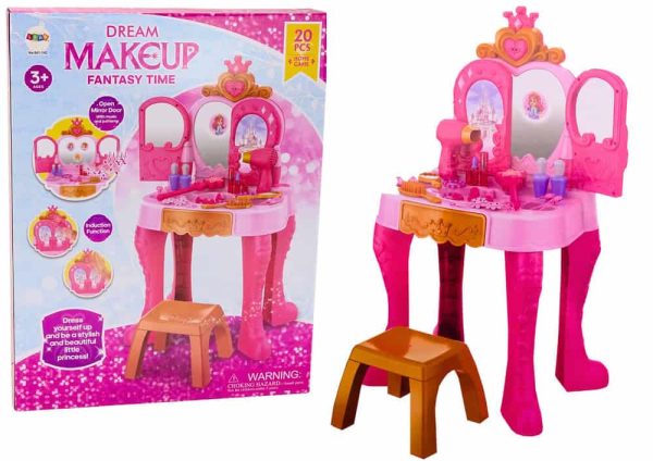 Children's Dressing Table With Gesture Sensor Accessories Pink