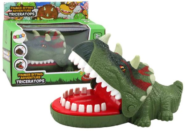 Arcade Game Biting Dinosaur Triceratops Green Lights Sounds