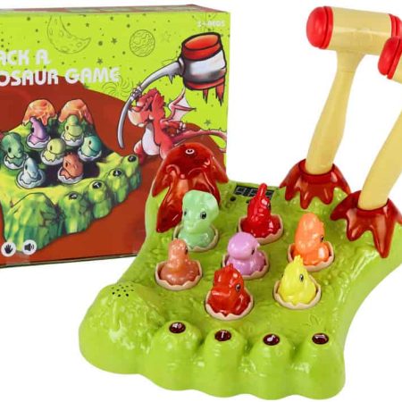 Wack-A-Mole Game Dinosaurs Board Two Hammers Green Lights Sounds