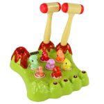 Wack-A-Mole Game Dinosaurs Board Two Hammers Green Lights Sounds