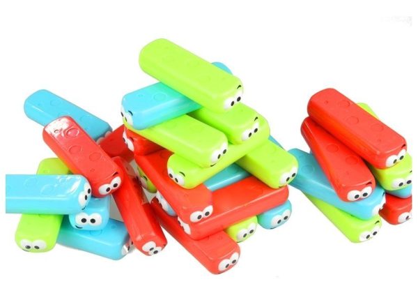 Game Tower With Worms Colorful Bricks