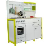 Wooden Kitchen for Children Green and White Paula Opening Elements