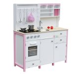Wooden Kitchen for Kids Pink and White Paula Opening Elements